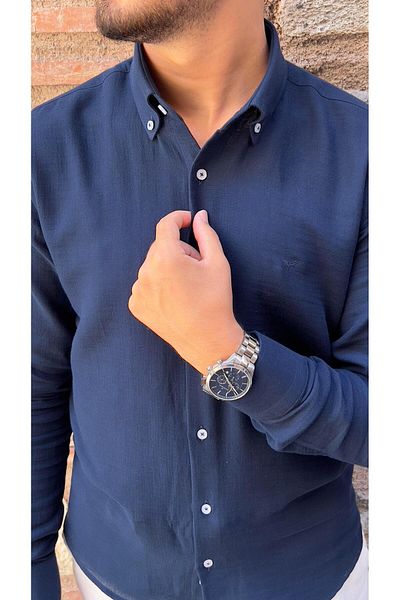 Fitmens Slim Fit Long Sleeve Muslin Cotton Comfortable Breathable Fabric with Collar Buttoned Bottom Gift Boxed Men's