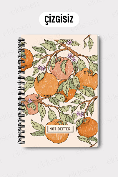 Eldesen Tasarım A5 Spiral Unlined School Notebook, 50 Sheets 100 Pages, Cardboard Cover Notepad, Orange