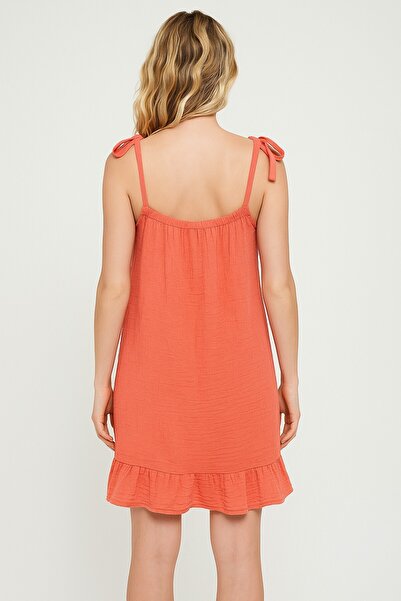 Bedinn Ruffled Beach Dress with Muslin Straps - Summer Elegance & Comfort