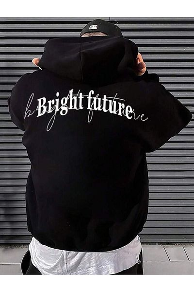 VBSVİBES Голям суитшърт с качулка, черен, Bright Future