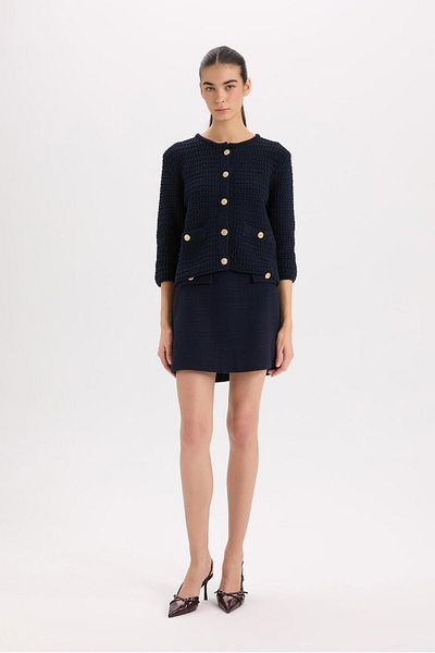 DeFacto A-Line Regular Waist Lined Tweed Mini Skirt B0692Ax24Au