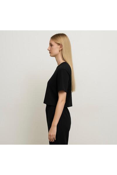 AXXEL تي شيرت نسائي أسود بأكمام قصيرة مقاس كبير-d814