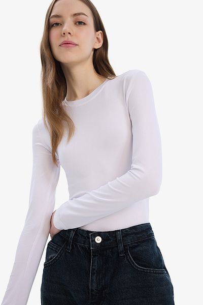 DeFacto Fitted Crew Neck Basic Solid Long Sleeve T-Shirt D0199Ax25Sp