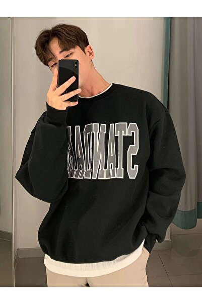 CLAYES Ανδρικό μαύρο φούτερ Oversize - Standard Cut