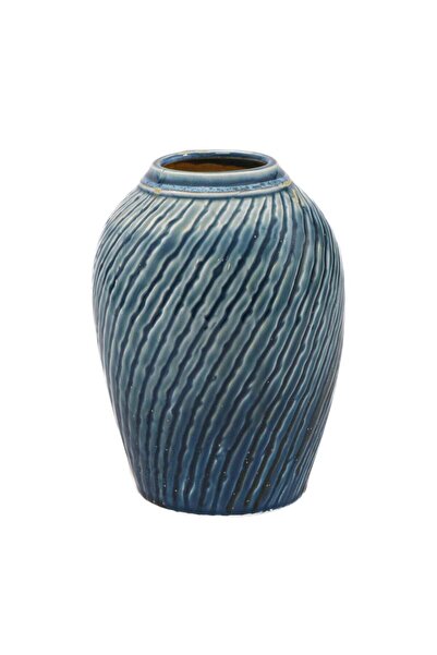 Ella Home Italia Vaza Shell, Ceramica, Albastru, 18cm