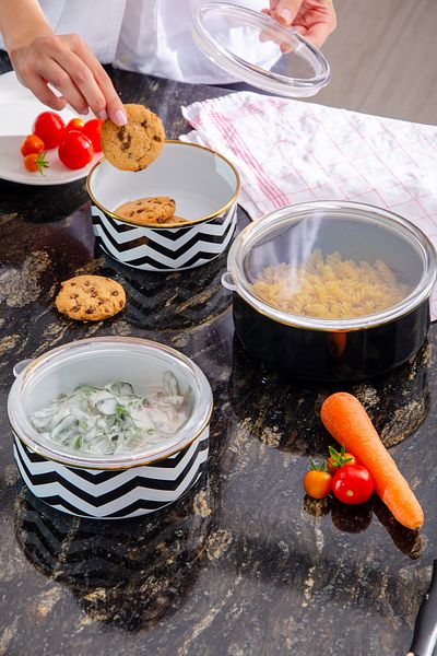 Le murano Zigzag Enamel 3-Piece Storage Container Set 14 |   16 |   18cm