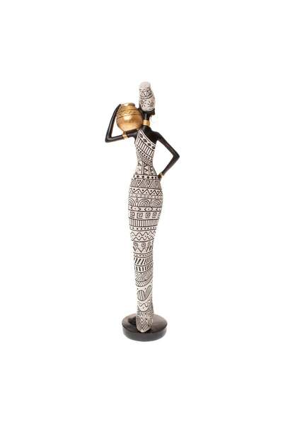 Ella Home Italia Statueta African Girl 1, Rasina, Negru, 42 cm