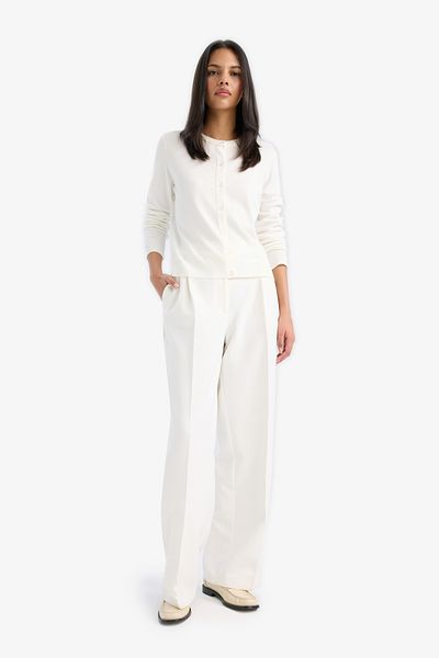 DeFacto Regular Fit Crew Neck Basic Plain Knitwear Cardigan D6282Ax25Sp