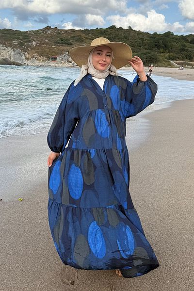 LOCCO Rochie de damă cu model de piese bleumarin