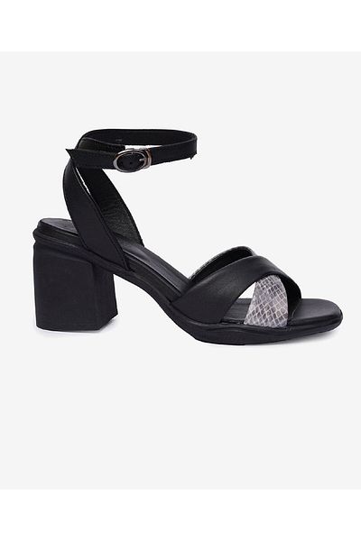 Greyder Sandale cu toc din piele naturală neagră pentru femei 4Y2PS33551