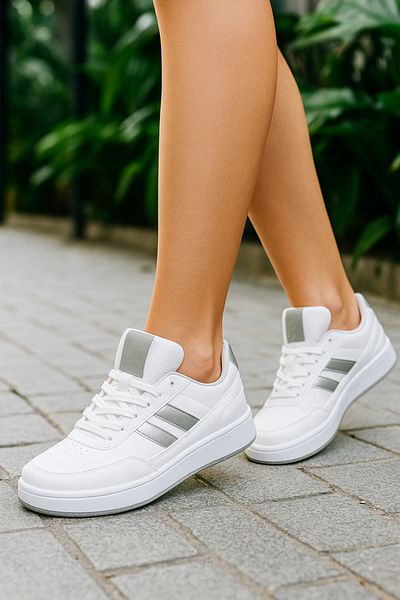 Nstil Daily Unisex Beige Sneaker Lace-Up Stitching Detail Serrated Sole Ankle Supported Sports Shoes 351