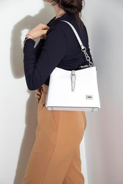 Silver Polo Alb - Gri A SP974 Femei geantă de umăr