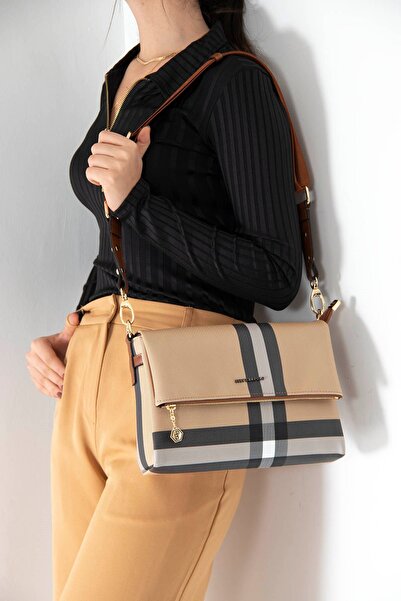 Silver Polo Bej - Taba SP963 Kadın Çapraz Çanta