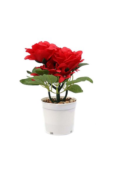 Ella Home Italia Aranjament cu Flori Artificiale, Mini Roses, Rosu, 24cm - Rosu, Plastic, 24cm