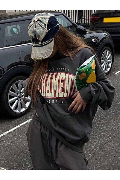 DUBU BUTİK Φούτερ Sacrament - Smoked Oversize Raster Cotton Thick Hoodie