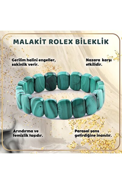 OSMANLI DOĞAL TAŞ سوار رولكس من الحجر الطبيعي المعتمد من Malahit (Malachite) ...