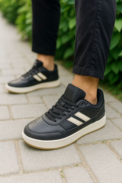Nstil Casual Men's Sneakers Lace-Up Oval Toe Stitching Detail Serrated Sole Ankle Support Sports Shoes 351