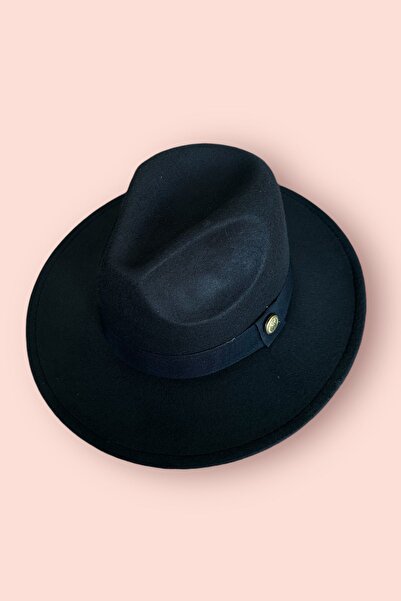 BAHELS Klobouk Panama - importovaný černý, tvrdý kovbojský, nastavitelný klobouk Fedora