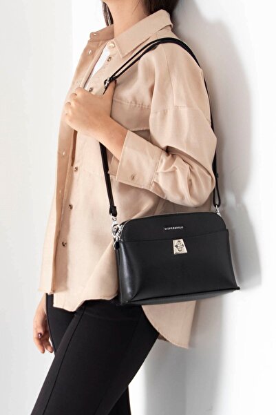 Silver Polo Silver & Polo Black - Geantă neagră SP623 pentru femei