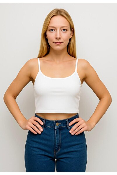 AXXEL Γυναικείο λουράκι με λευκό σχοινί Crop Bustier-d813