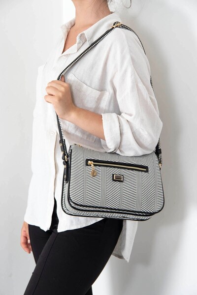 Silver Polo Μαύρο Λευκό - Μαύρο SP818 Γυναικείο Τσάντα χιαστί