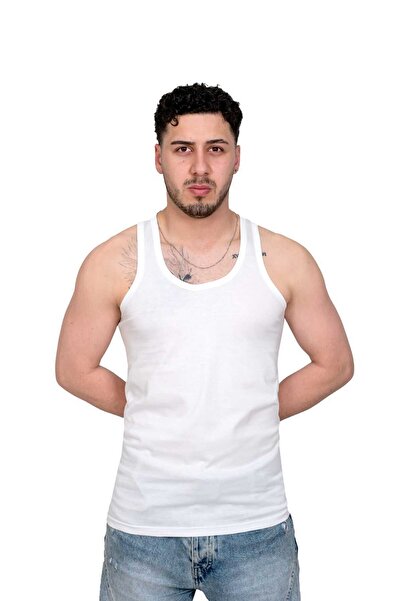 3nbe White Cotton Men's Undershirt 95% Cotton Single Jersey 3 Pieces