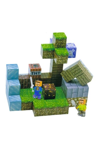 JPT Set de blocuri de construcție magnetice Minecraft, 50 de piese
