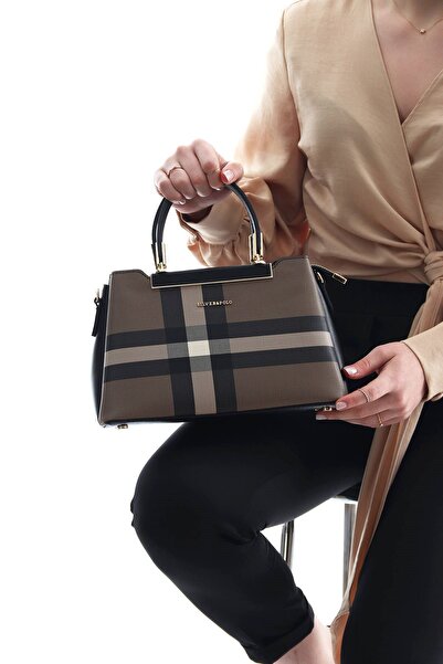 Silver Polo حقيبة يد نسائية باللون البني - أسود SP913