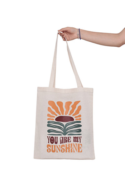 You Are My Sunshine Baskılı Ham Bez Çanta