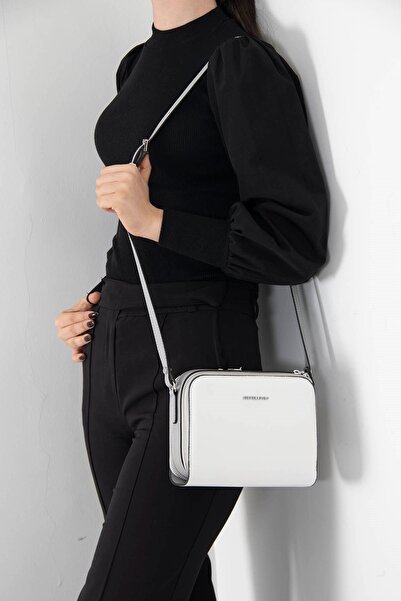 Silver Polo حقيبة كروس نسائية بيضاء - رمادية SP888