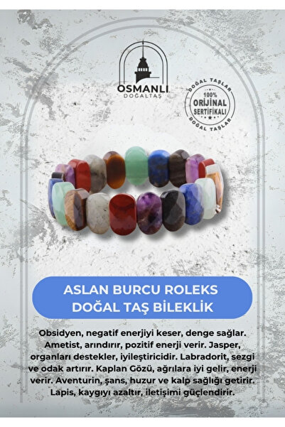 OSMANLI DOĞAL TAŞ Sertifikalı Aslan Burcu Roleks Bileklik B068
