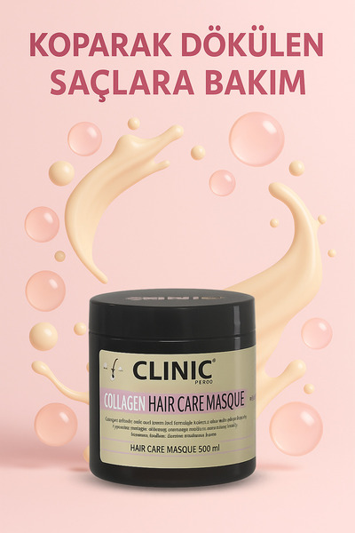 CLINIC PYROO Collagen Içerikli Saç Bakım Maskesi Yoğun Onarıcı Etki - 500 ml
