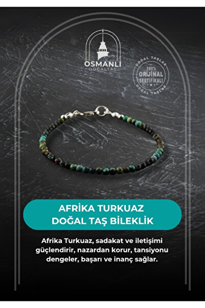 OSMANLI DOĞAL TAŞ سوار تركواز أفريقي معتمد 4 مم B156