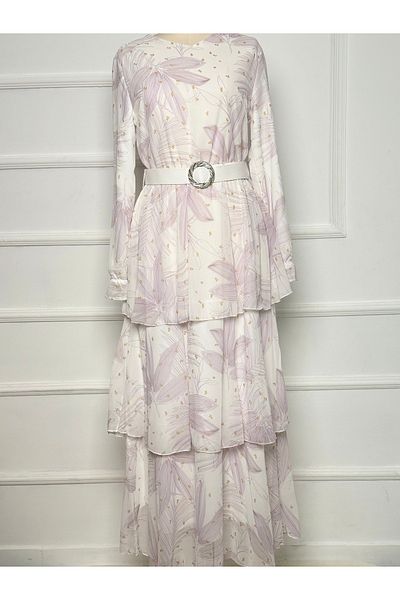 RACE FASHİON Patterned chiffon dress