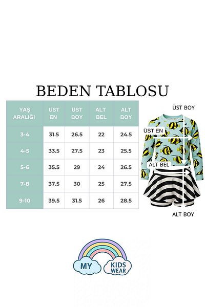My Kids Wear Girl's Patterned Swimsuit with Skirt Detail 3-10 Years 11918