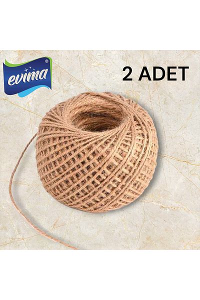 EVİMA Natural Wicker Jute Twine 2 Balls 200 Meters Jute Linen Wicker Twine Ornament Sack Twine