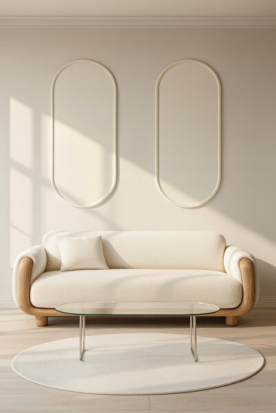 DİECOR Modern Dekoratif Oval Ahşap Duvar Paneli Seti – Kendin Yap Modern Çerç...