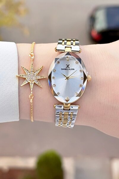 Daniel Klein Sarı Silver Renk Kadın Kol Saati ve Bileklik
