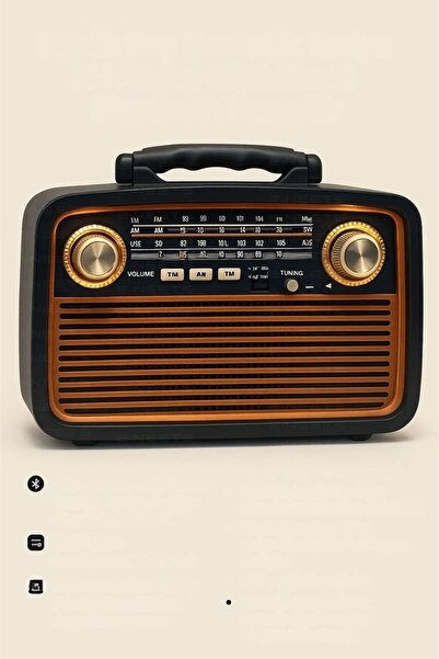 Zineets Büyük Boy Nostaljik Radyo Fm Ahşap Görünümlü Bluetooth Hoparlör Ahşap...