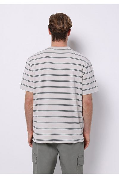 Colin's Tricou cu mânecă scurtă pentru bărbați, cu gât rotund, cu dungi, verde