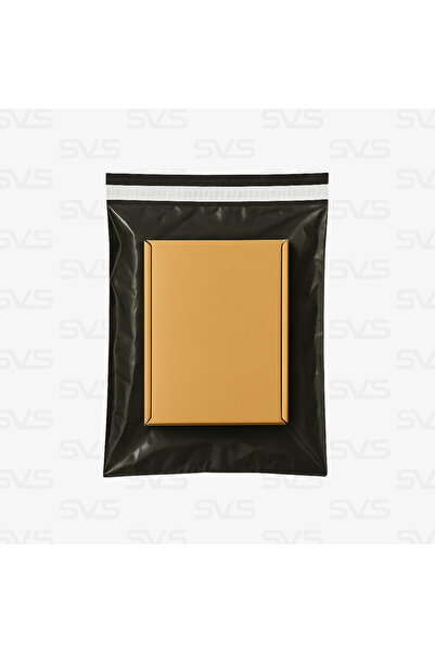 SVS ETİKET PLASTİK Tek Tarafı Şeffaf Kargo Poşeti - 30x37 Cm - Siyah - 100 Adet