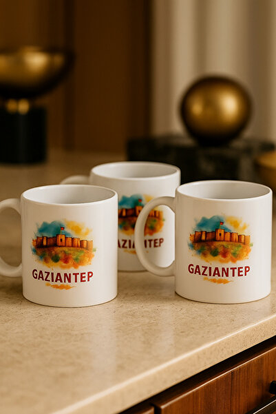 çokaş مجموعة من 3 أكواب بورسلين هدية بطبعة المدينة