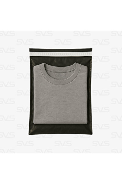 SVS ETİKET PLASTİK Tek Tarafı Şeffaf Kargo Poşeti - 30x37 Cm - Siyah - 100 Adet