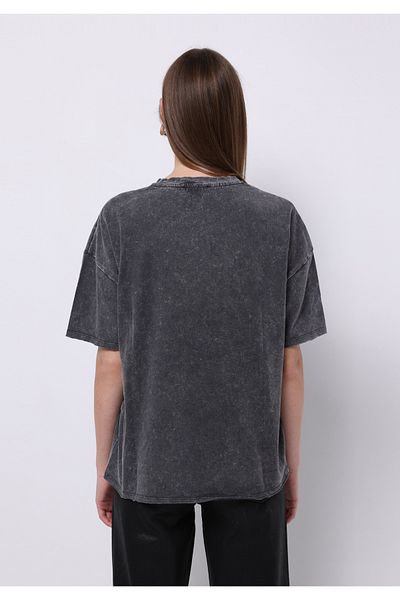Colin's Tricou cu mânecă scurtă, antracit, cu decolteu rotund, cu imprimeu