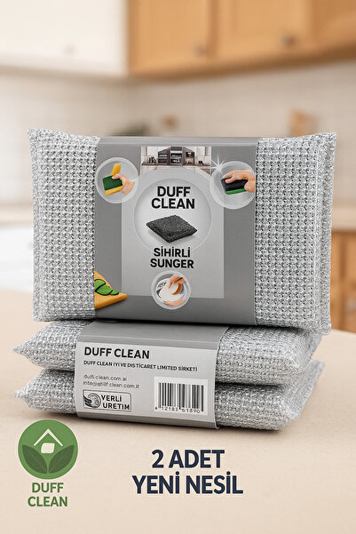 DUFF CLEAN Yeni Nesil 2 Adet Inox Tel Bez Sünger Çok Amaçlı Bulaşık Süngeri Y...