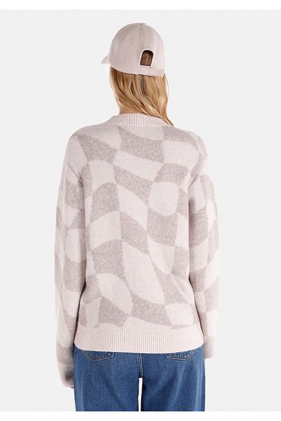 Colin's Slim Fit Round Neck Printed Women's White Sweater