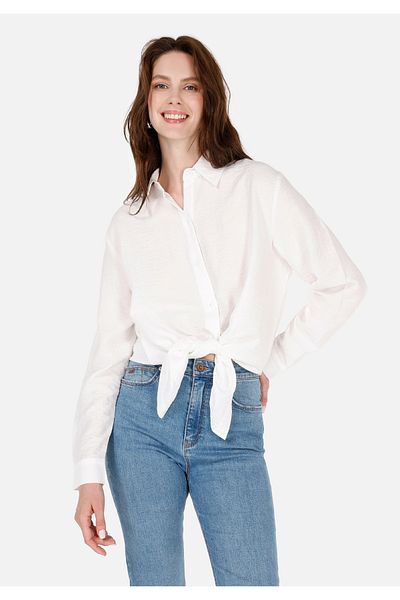 Colin's Regular Fit Shirt Neck Women's White Long Sleeve Shirt