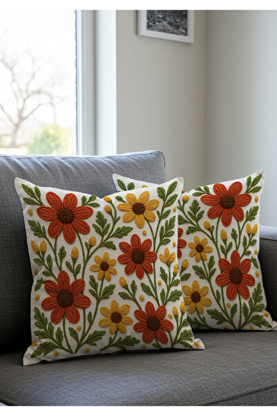 Artvibe مجموعة من قطعتين من أغطية وسائد مطبوعة رقمية بمظهر مطرز من Punch - بط...