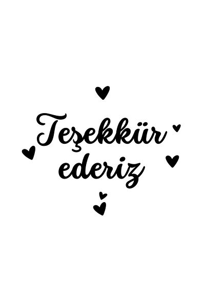 SVS ETİKET PLASTİK Thank You Written 40X58 Heart Figure Sticker - 100 Pieces