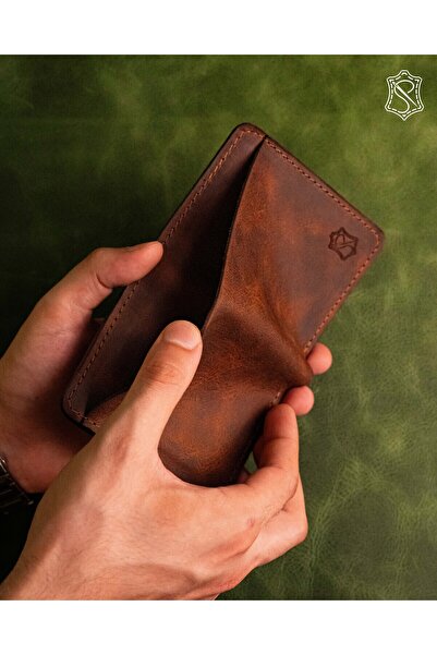 H&B Leather Craft Hakiki Deri El Yapımı Para Bölmeli 5-8Adet Kart Kapasiteli ...